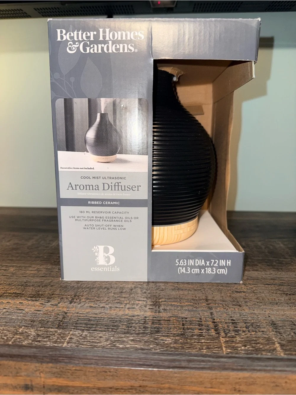 Better Homes And Gardens Black Ribbed Ceramic Aroma Diffuser